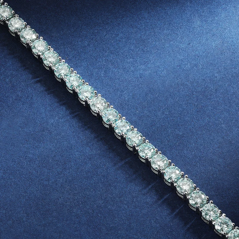 TBCYD 100% Real Blue Moissanite Tennis Bracelet For Women Men GRA Certified Original S925 Silver Lab Diamond Hand Chain Jewelry