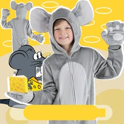 Halloween Children's Animal Cosplay Jumpsuit Mouse Jumpsuit Gloves Foot Cover Set Children's Party Stage Performance Costumes