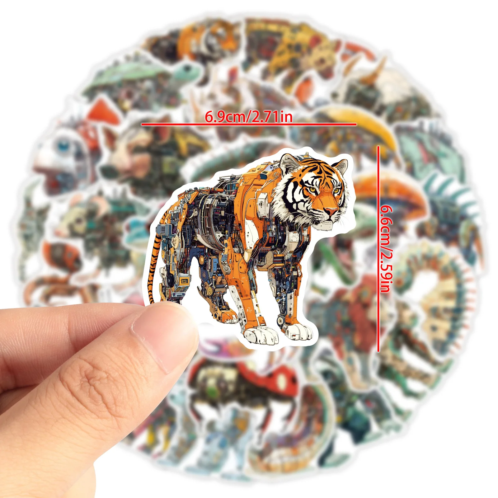 

10/30/50PCS Mechanical Cool Tiger Lion Dinosaur Personalized Graffiti Decorative Stickers for Refrigerator Phone Case Bicycle