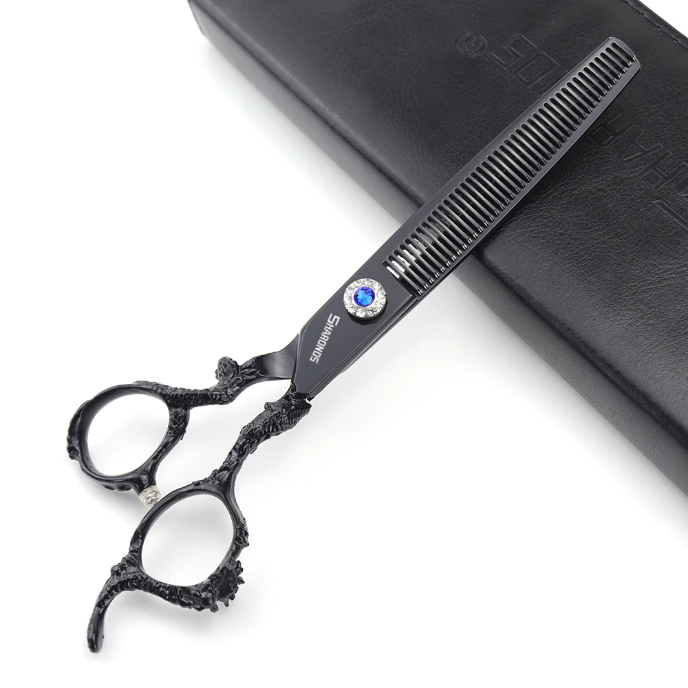 Single Dragon Hair Scissors Professional Genuine 7-inch Hairdressor's Exclusive Flat Cutting Teeth Cutting Hair Scissors Set.