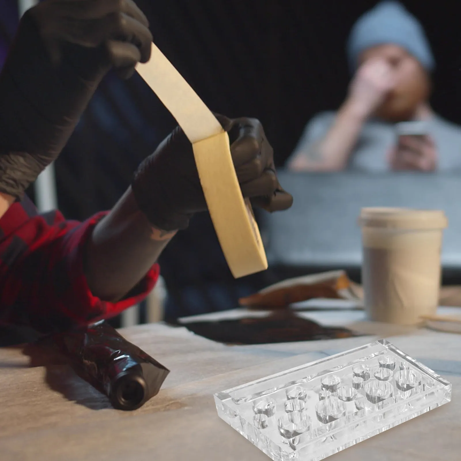 

2Pcs Acrylic Pigment Holder Square Ink Cup Stand for Tools Pigment Cup Rack Pen Holder Storage Organizer Case