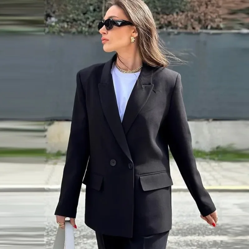 HXAO Dames Blazers Kantoorkleding Vrouw Bruin Kaki Gebroken Wit Zwart Blazer Vrouw Lange Mouw Getailleerd Jasje Hoge Kwaliteit Blazers