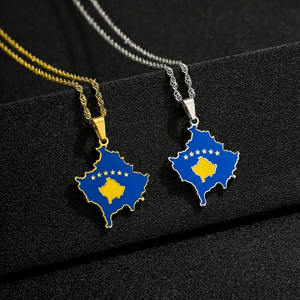 Ethnic Fashion Men - Република Србија Косово Map Flag Pendant