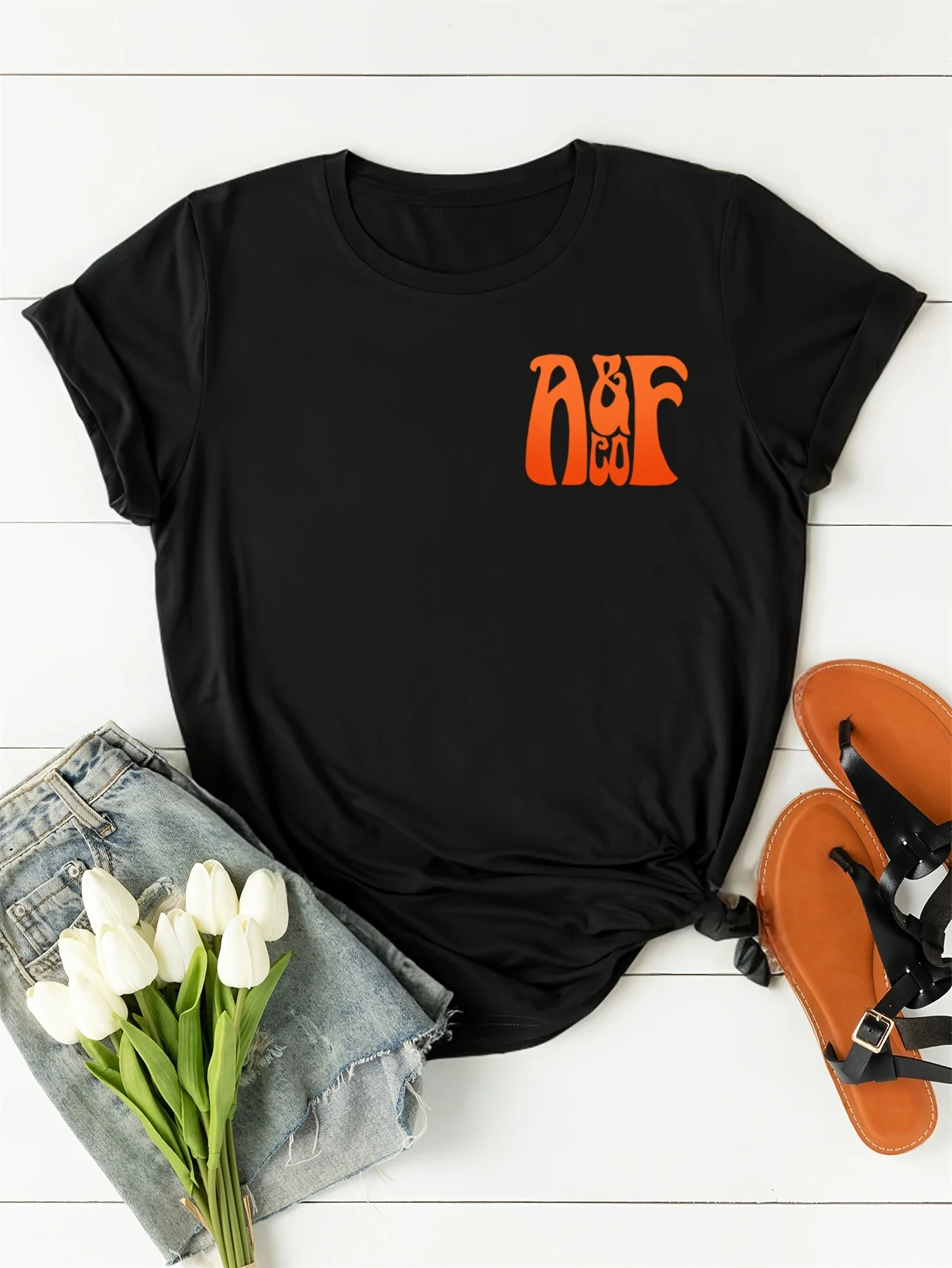 تي شيرت نسائي كاجوال برسومات جرافيك بتصميم لهب الدراجة النارية، ركوبها مثل أنك سرقها بشعار برتقالي متباين صيفي بأكمام قصيرة