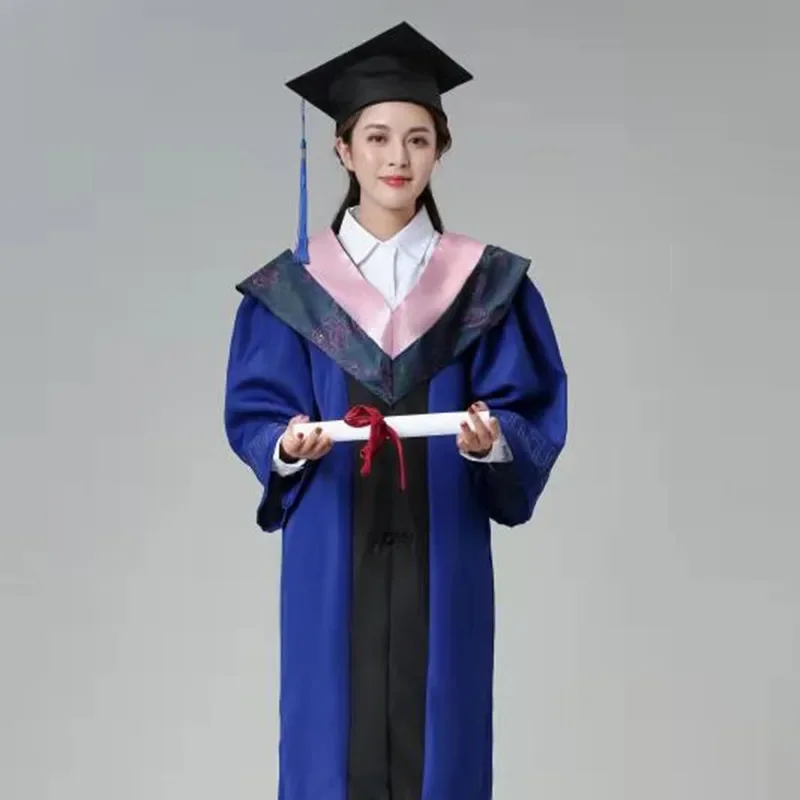 

Выпускное платье Университета Мастера Синее платье Мастера Академический халат для искусственных наук