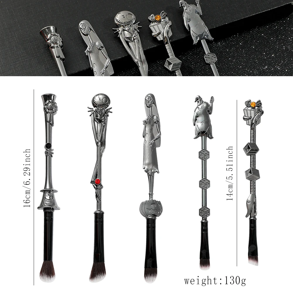 Halloween makeup brush 5 pieces dark style creative skull makeup brush set personalized metal eye shadow brush Halloween decorat