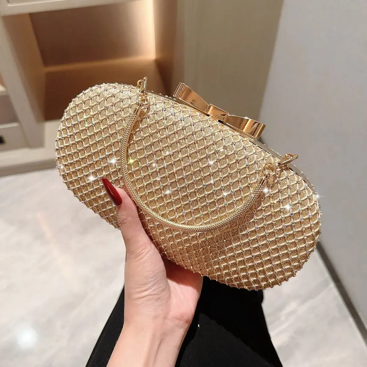 Bolsa de embreagem noturna para mulheres, bolsa de diamantes cintilantes, bolsa crossbody de ombro, bolsa de casamento com corrente destacável