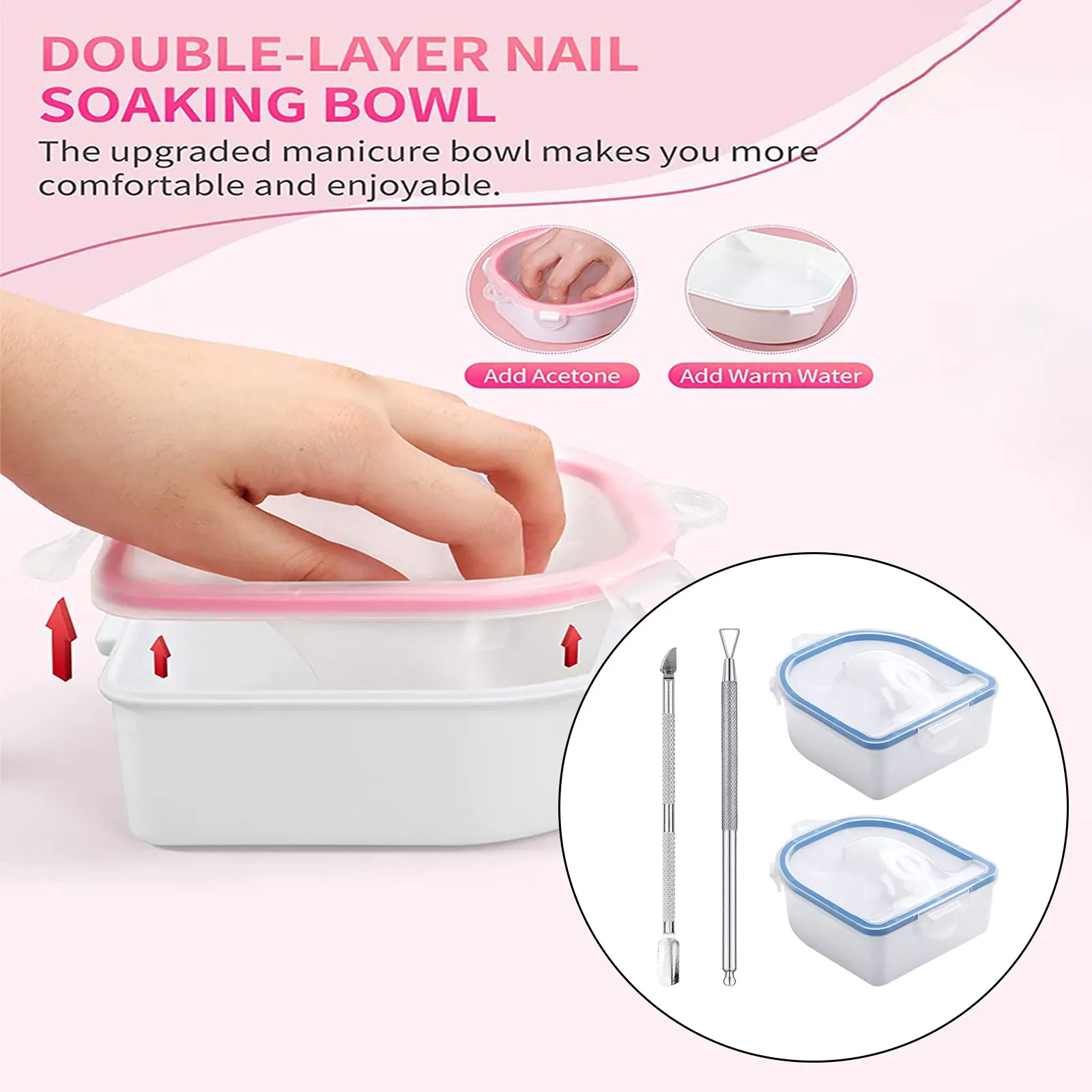 ชามล้าง Nail2pcs น้ำยาทาเล็บแบบแช่อุปกรณ์เพื่อสุขภาพเคลือบเงาทนทาน