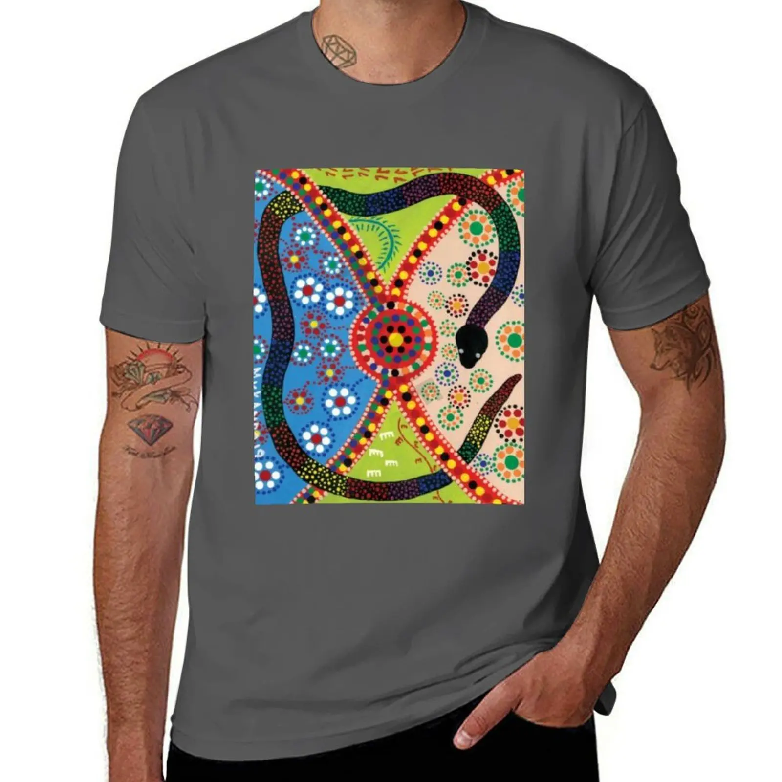 

One TribeProtected by Rainbow Serpent T-Shirt Casual Loose Fit Short Sleeve T-Shirt