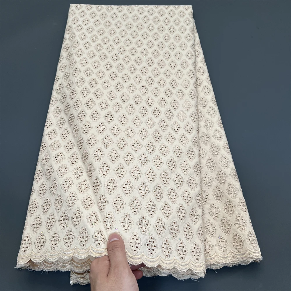 

Tulle Lace Fabric for Sewing Dress, Damask Cotton, High Quality, Pure Embroidery, Wedding Party, Nigerian, 5Yard, 2024, hz1331