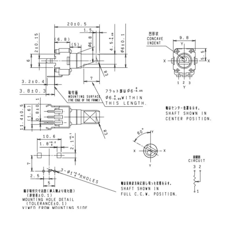 1PCS RK09D1130C89 Rotary Potentiometer B504 Shaft Length 13MM Volume Potentiometer B500K 3Pin