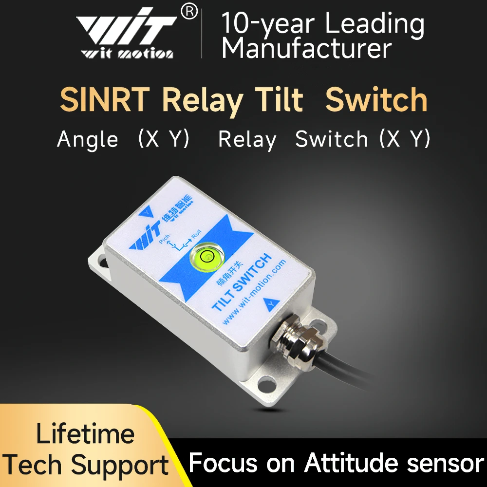 WitMotion SINRT Dual-axis High Precision ( 0.05° ) Relay-Output-Type Tilt Switch, Anti- Vibration Tilt Angle Alarm Sensor (IP67)