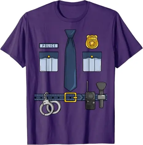 Halloween Polizist Partykostüm Halloween Polizeibeamter Cosplay T-Shirt Y2k Lustige Jungen Mode Grafik-Bekleidung Herrenkleidung – Detail 11
