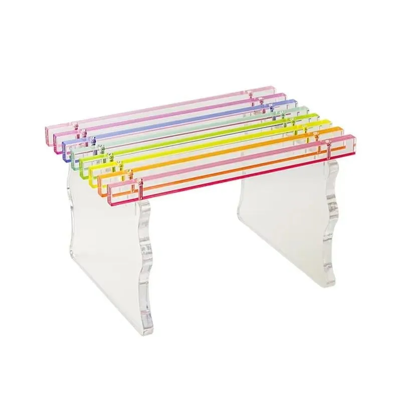 Rainbow Transparent Acrylic Stool Creative Casual Shoe Changing Bench for Home Entrance