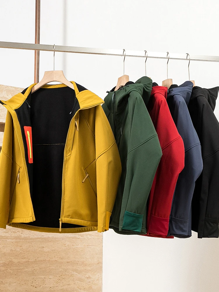 

Men's Outdoor Soft ell Jaet Thiened Fce Spor Coat Winter Windbreaker Workwear Jaet with Multiple kets