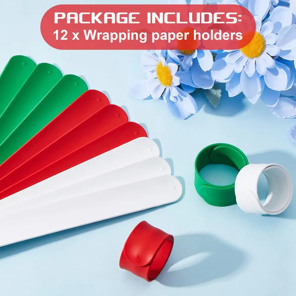 Paper Roll Wrapping Strips Flexible Silicone Slap Bracelet Poster Holder for Storage Organization 12pcs Roll Stabilizer Bands