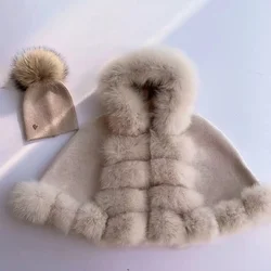 Spanish Children Wind-proof Fox Fur Princess Coat Wool Jacket Baby Thickened Toddler Girl Winter Clothes Christmas Jacket