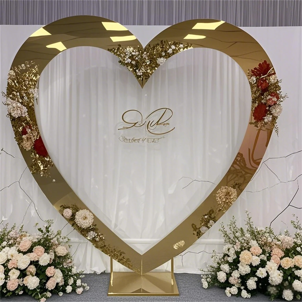 

Stainless Steel Backdrop Frame Metallic Heart Circle Props Wedding Arch,party Stage Decoration For Indoor Outdoor Events