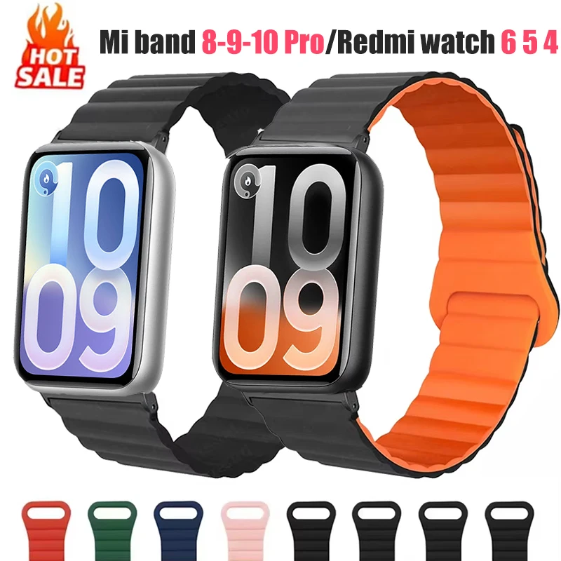 Magnetisches Sportarmband für Redmi Watch 6 5 4 Silikon-Ersatzband für Xiaomi Mi Band 10 Pro/9 Pro/Mi Band 8 Pro Armband