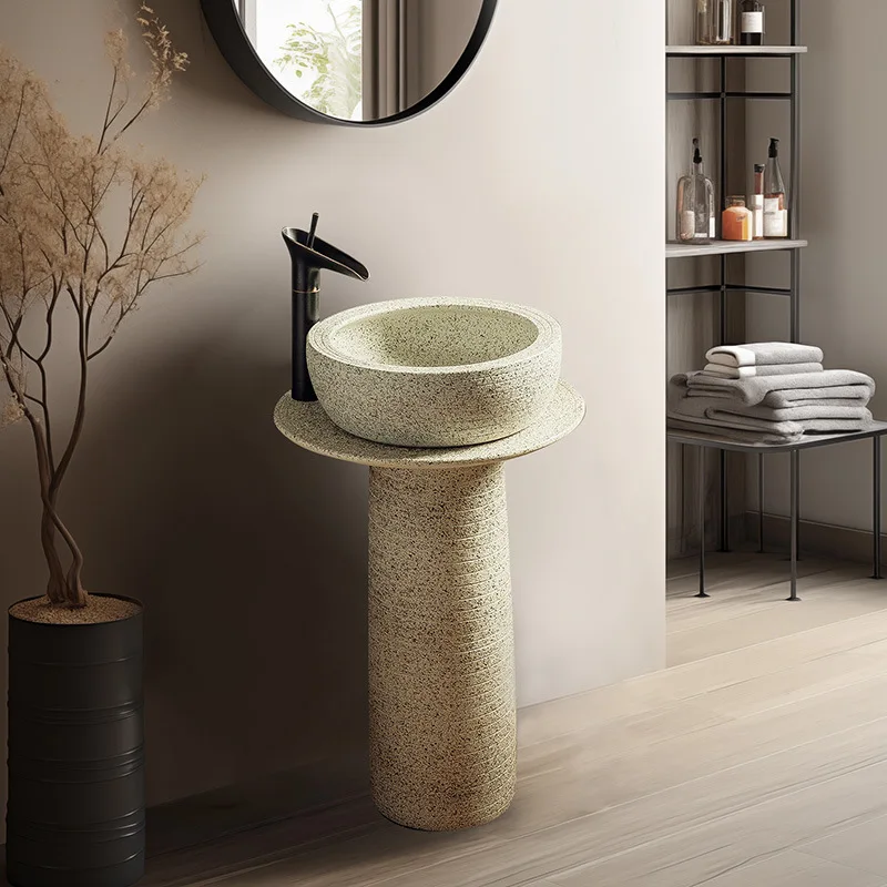 Wash basin Column type face wash basin Ceramic bathroom Outdoor integrated floor wash basin