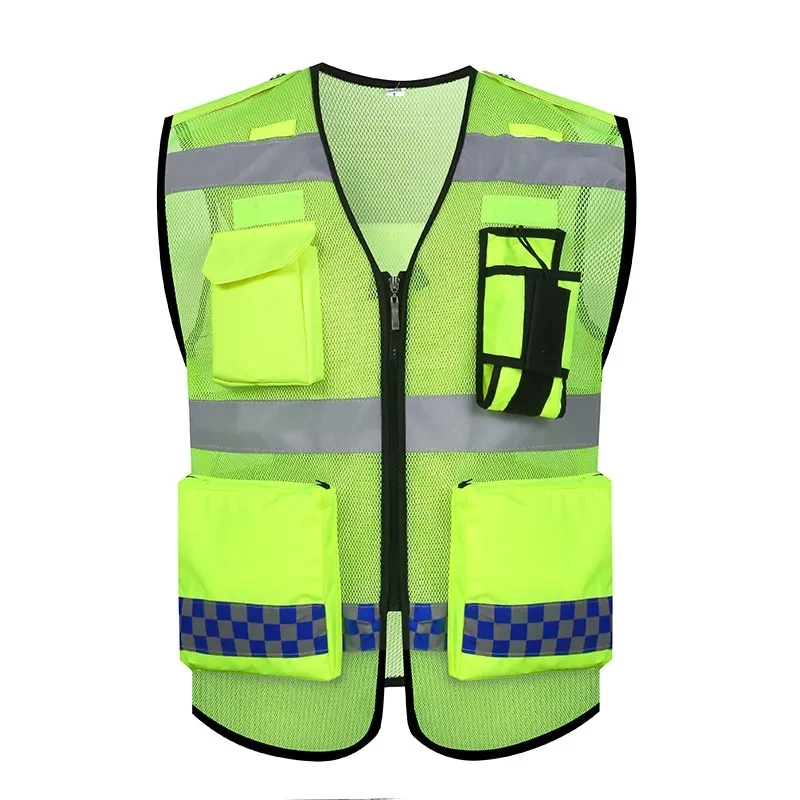 Safety Vest High Visibility Multi-Pocket Outdoor Traffic Safety Cycling Wear Uniform Breathable Reflective Vest