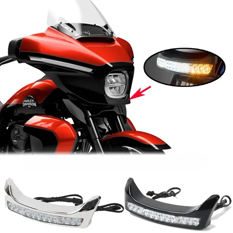 

LED Front Lower Fairing Turn Signal Lights Lamp Bright Smoked Lens for Harley for 2023-2025 Street Glide FLHX FLHXSE FLHXU