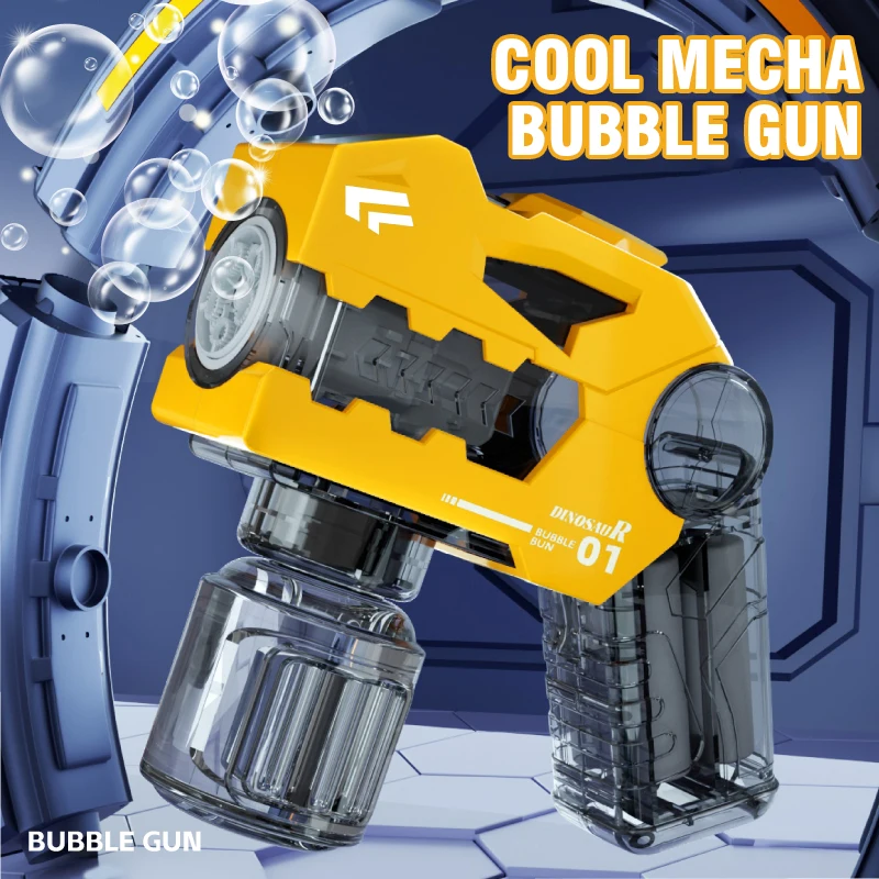 Automatic Bubble Gun Dinosaur Bubbles Machine Blowing Handheld with Light Toys for Kids Beach Outdoor Bubble Gifts