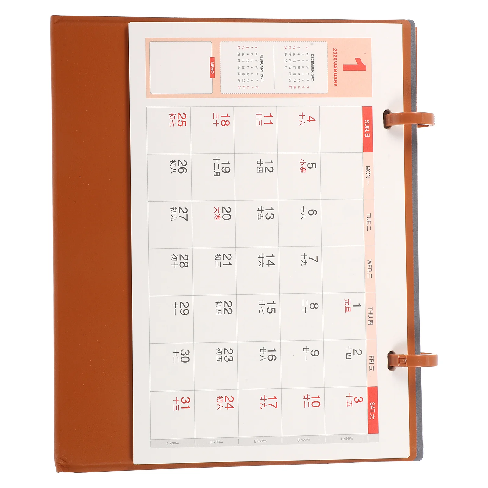 2026 Mini Desk Orange: Pu Standing Horse Year Tabletop Calendar For Office Home Use Portable Monthly Planner Block Flip Calendar