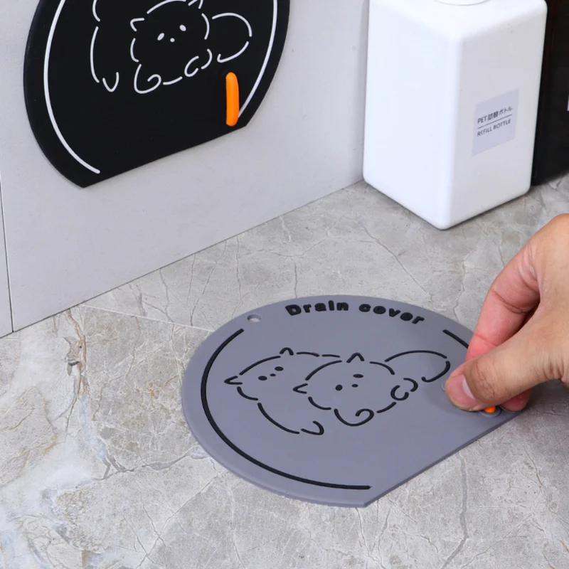 1PC Cute Fox Pattern Silicone Drain Cover Floor Drain Stopper Mat Odor-Proof Insect-Proof Sewer Seal Pad for Bathroom Kitchen
