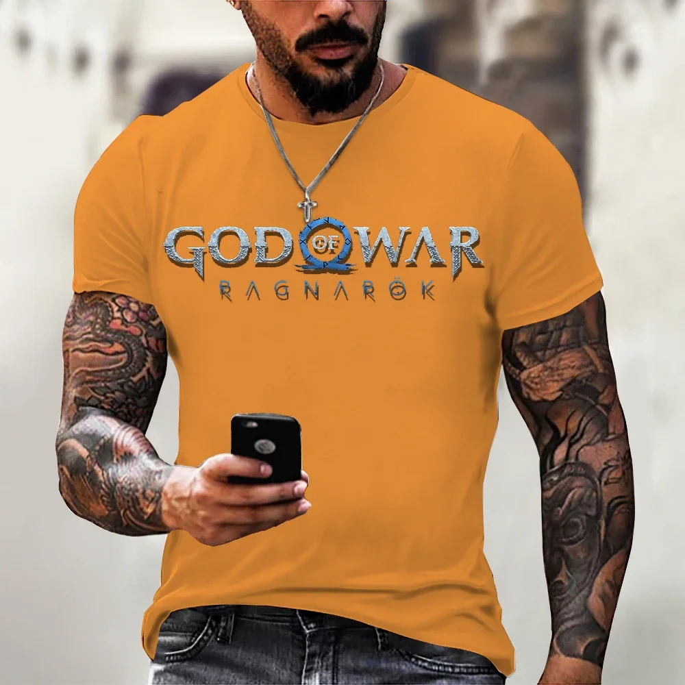 New Fashion God of War 2 Ragnarok 3D Printed T-shirt Men\'s O-neck Flat Cloth Shirt Fun Classic Short Sleeves Plus Size Top Men\'s