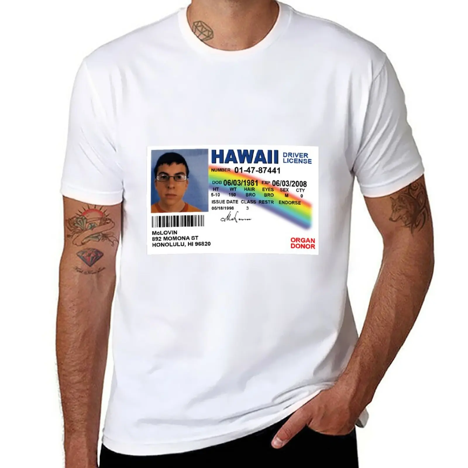 

New McLovin fake id Superbad T-Shirt boys white t shirts korean fashion T-shirt for a boy sublime t shirt mens graphic t-shirts