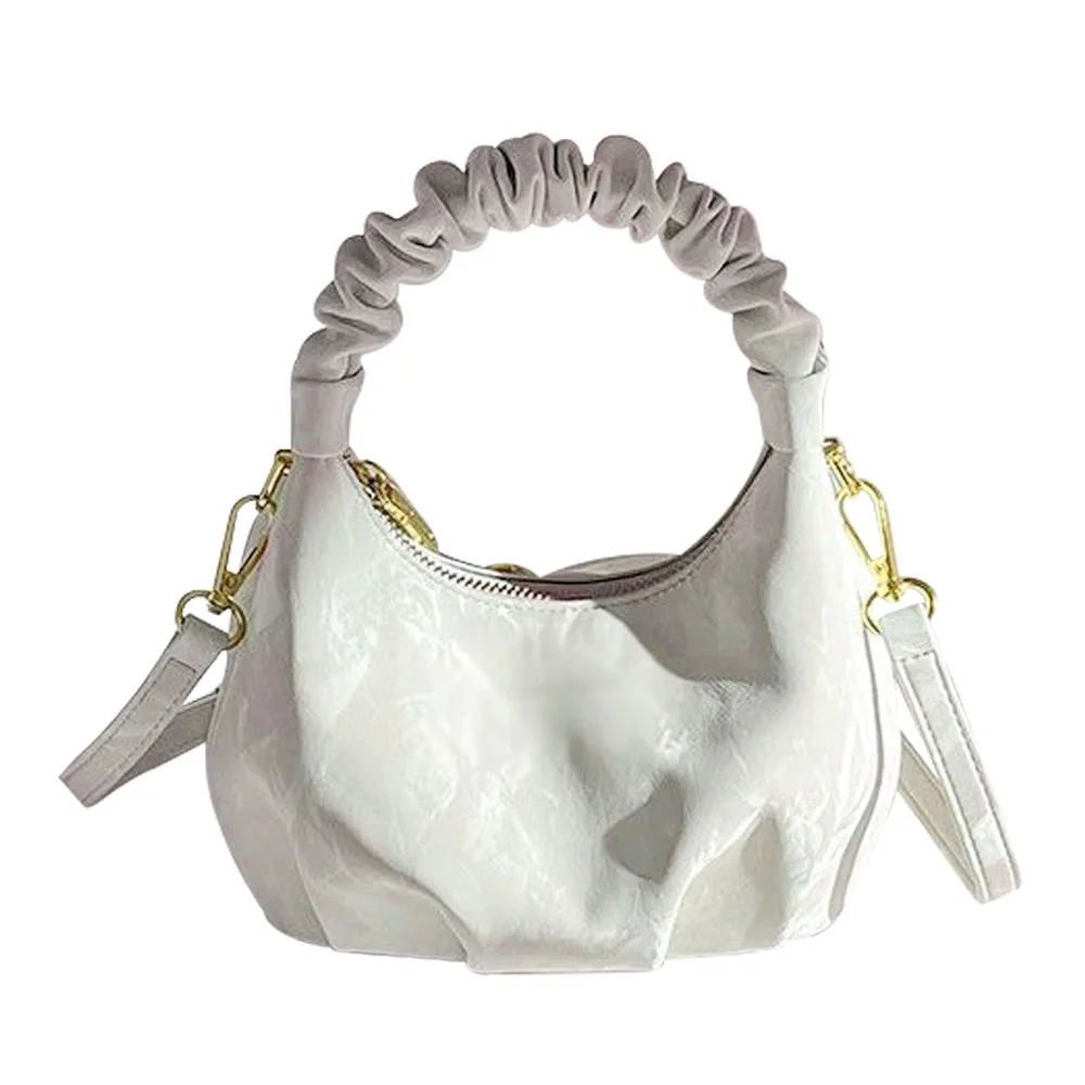 

Большая сумка через плечо с плиссированным дизайном, ремешком-цепочкой, подкладкой из полиэстера, в форме облака, сумка-тоут, уличный стиль