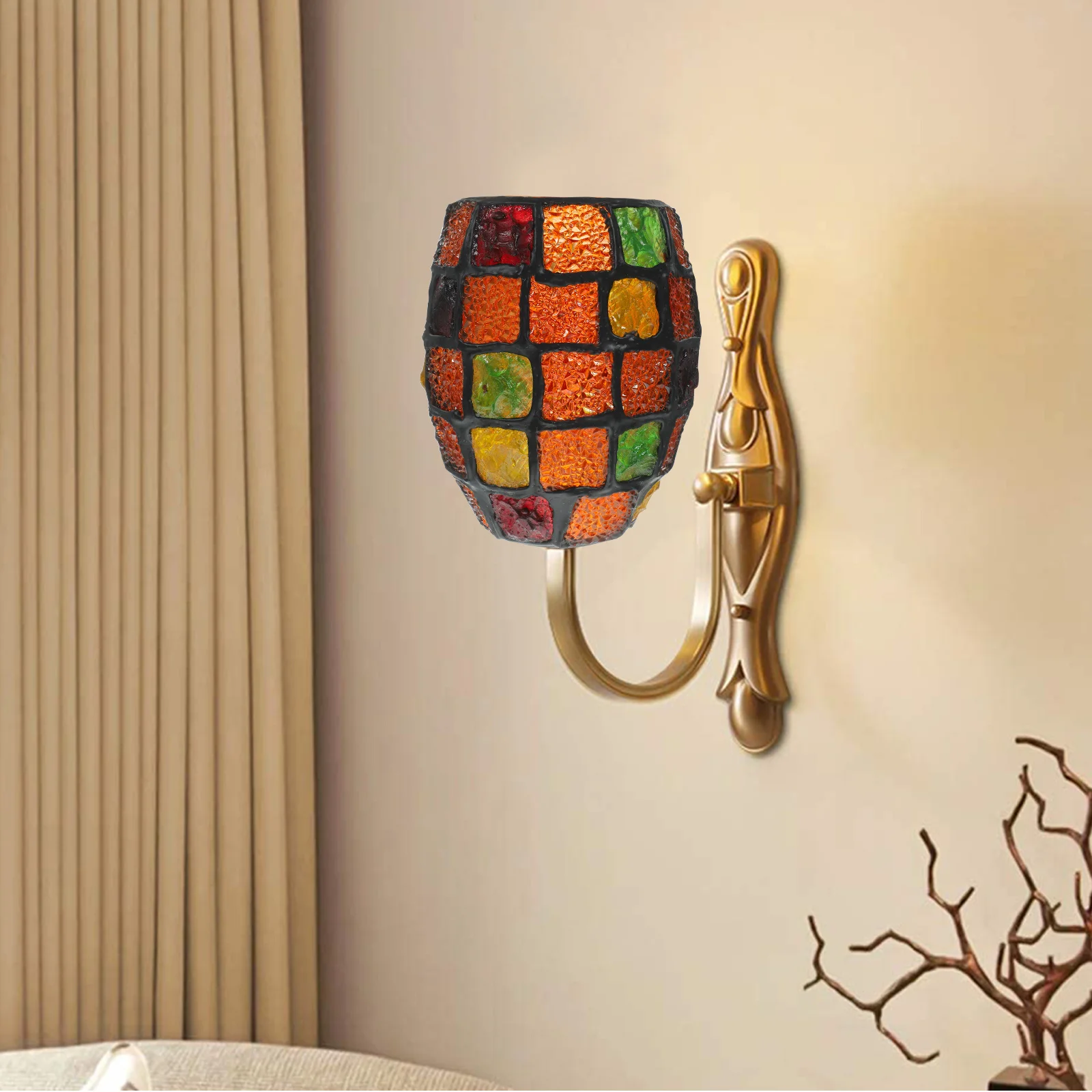 

Small Colored Glass Lampshade Vintage Wall Lamp Shade Indoor Light Cover Decorative Glass Lamp Cover for Hallway Bedroom