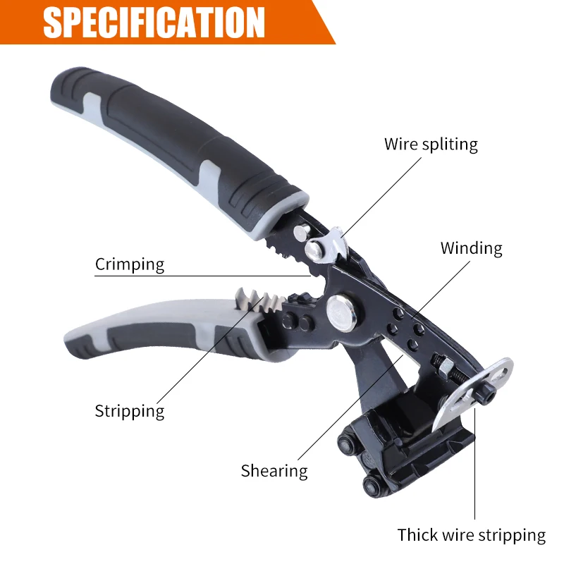Wire Stripper CR-V Crimping Plier Portable Electrician Wire Multi-Tool for Pressing Cutting Stripping Crimping Winding Wires