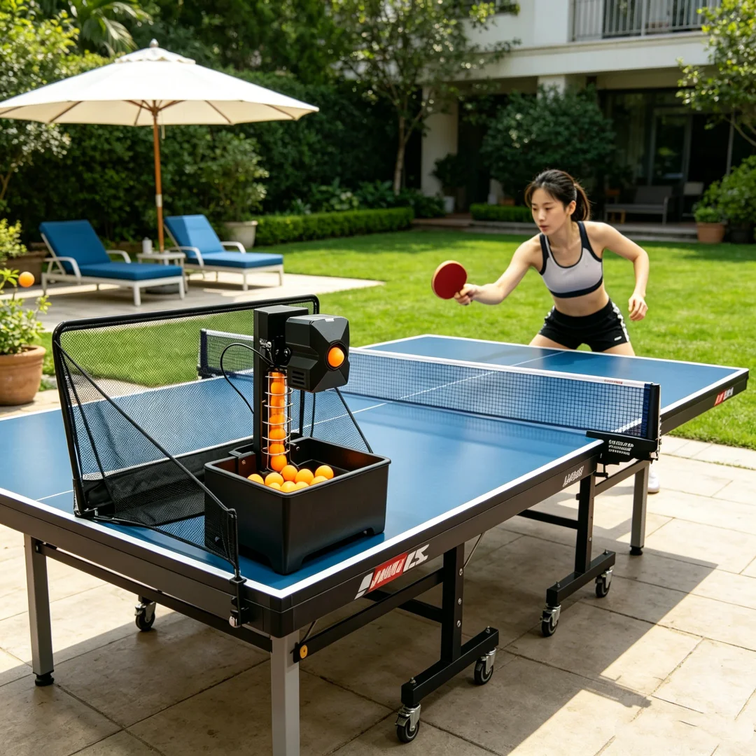 Robot de ping-pong programmable, machine lance-balles automatique avec système de filet – Entraîneur de tennis de table professionnel pour la maison,