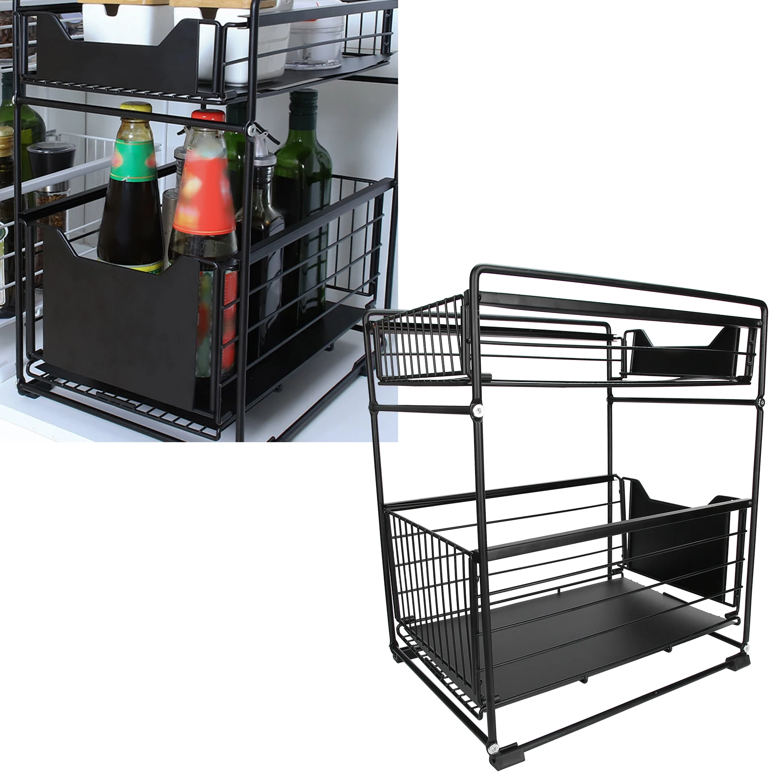 

2-Layer Household Pull-Out Kitchen Storage Rack Kitchen Cosmetic Organizer Kitchen Organizer