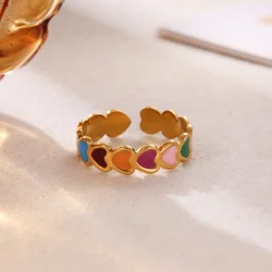 Colorful Enamel Rings For Women Adjustable Stainless Steel Finger Ring 2026 Trend Femme Aesthetic Jewelry anillos mujer