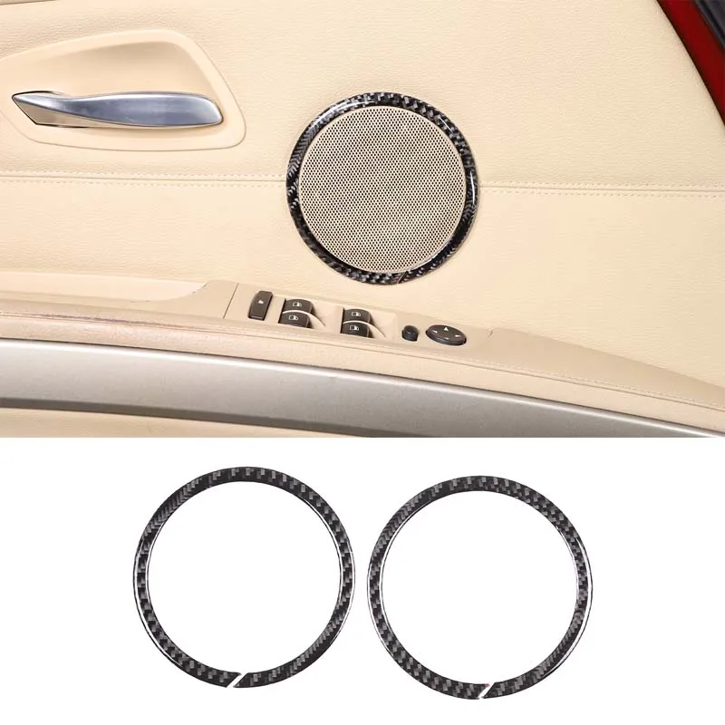 

For BMW 3 Series E90 E92 2005-2012 Door Horn Decoration Ring Automobile Interior Accessories True Carbon Fiber (Soft)