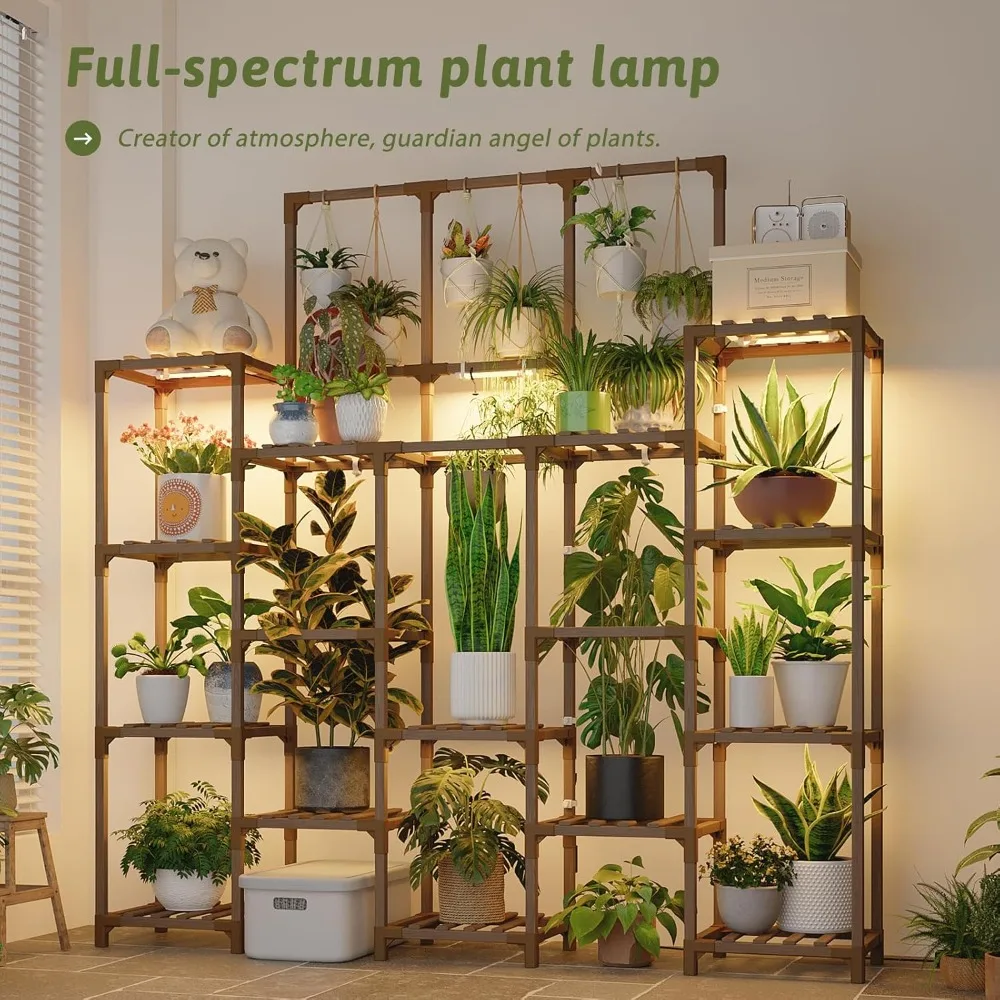 14-Tier Indoor Plant Stand with Grow Light Heavy Duty Display Rack for Living Room Patio
