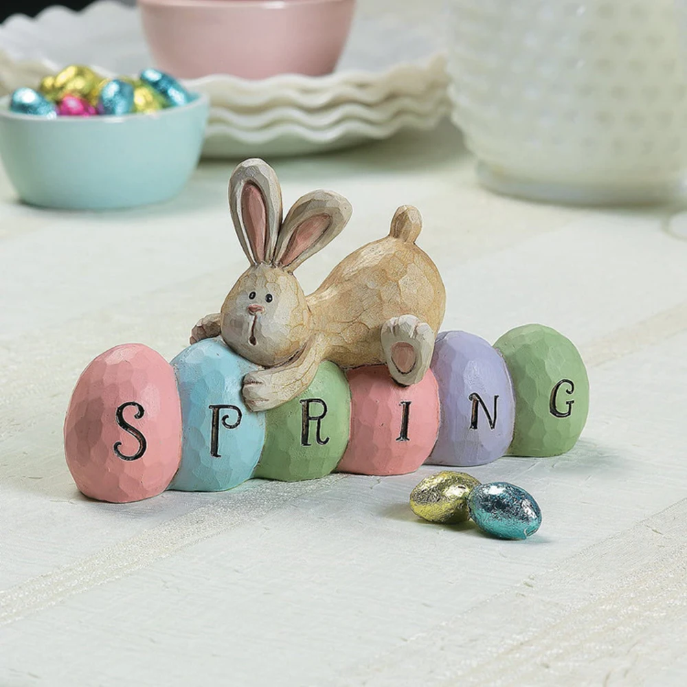 Easter Spring Bunny Car Decoration Tabletop Easter Decorations Cute Craft Easter Bunny Figures Farmhouse Home Decoration