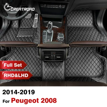푸조 자동차 바닥 매트, 맞춤형 자동 발 패드, 카펫 커버, 인테리어 액세서리, Peugeot 2008 2014-2019
