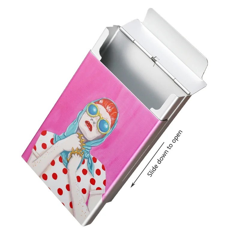 Classic Animation Anime Cute 89mm Smoking Gift For Smoker Metal Medium Cigarette Case Box Custom LOGO Photo Color Printing