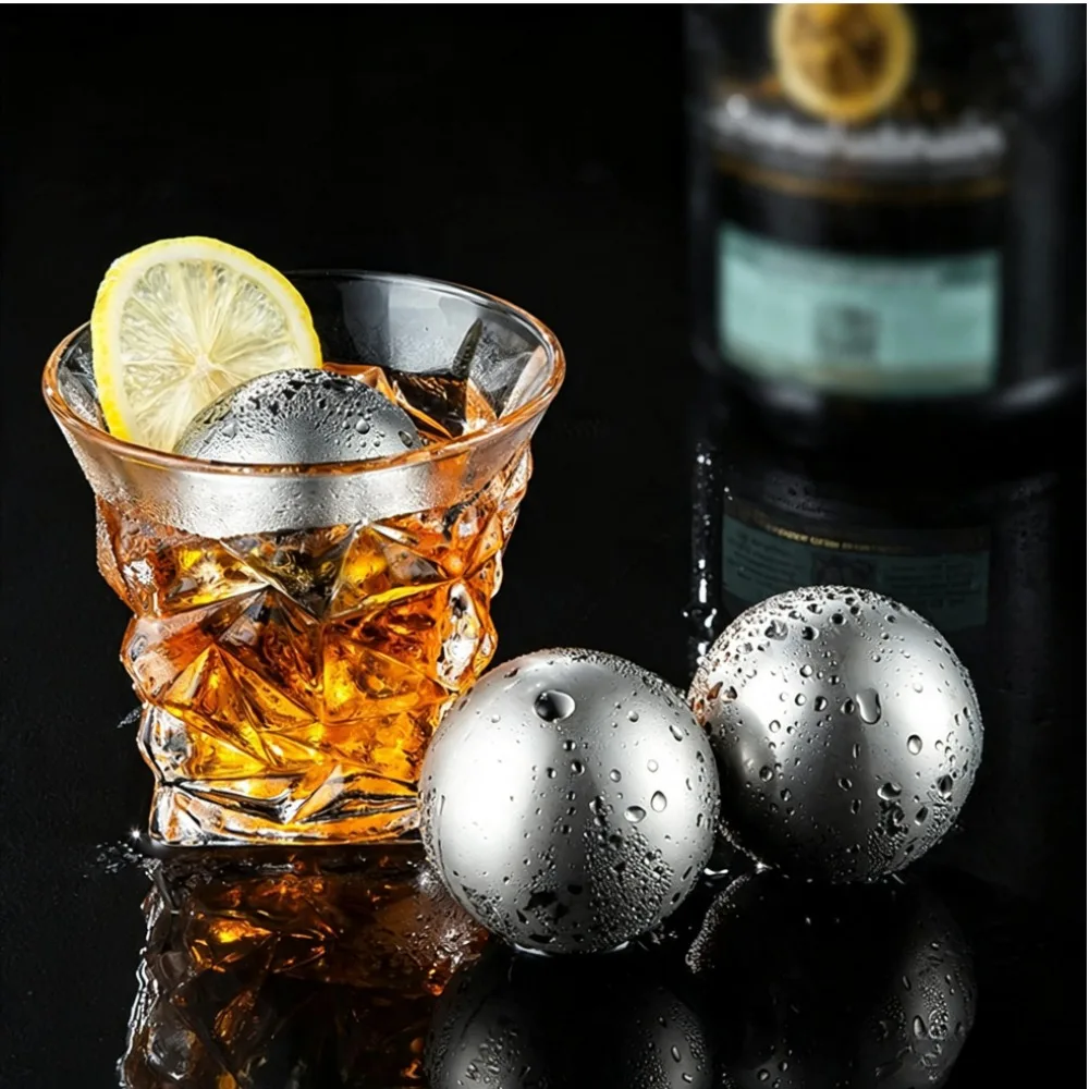 Stainless Steel Whiskey Ice Balls Reusable Beverage Chilling Stones Round Metal Ice Balls for Cocktail Whiskey
