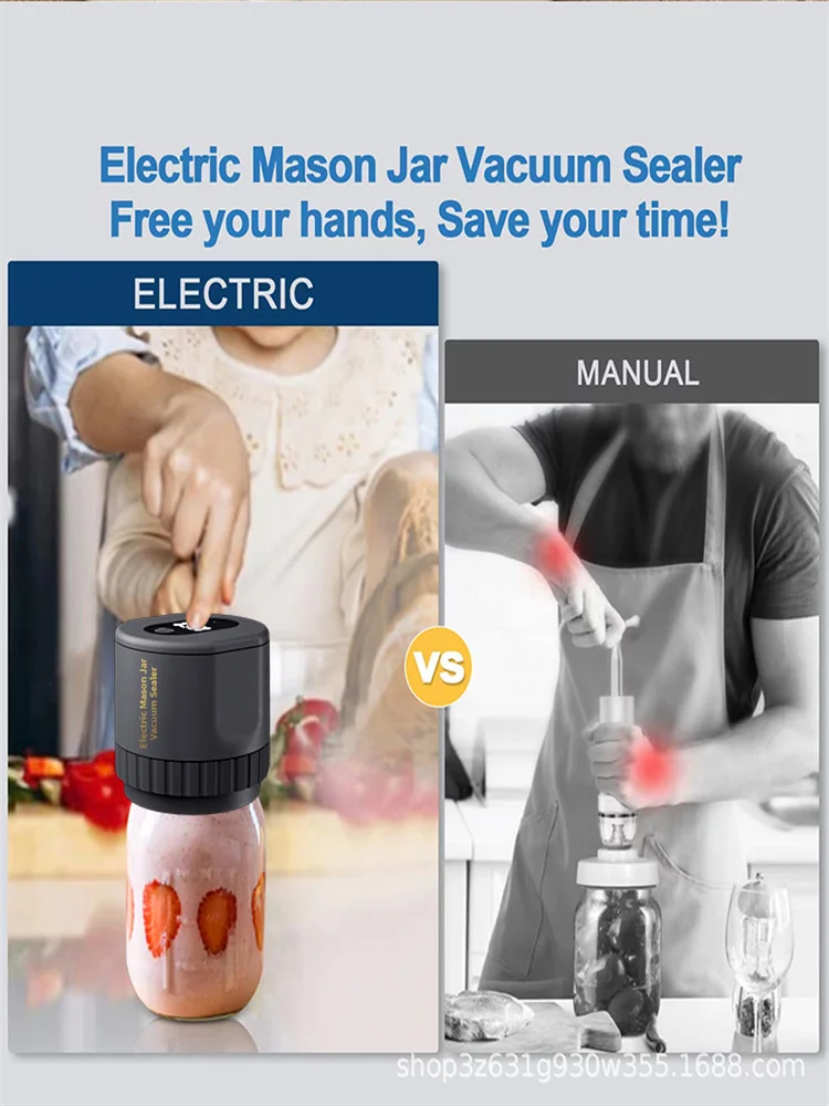 Electric Mason Jar Vacuum Automatic Cordless Vacuum Sealer Kit For Wide-Mouth And Regular-Mouth Jars Food Storage Fermentation