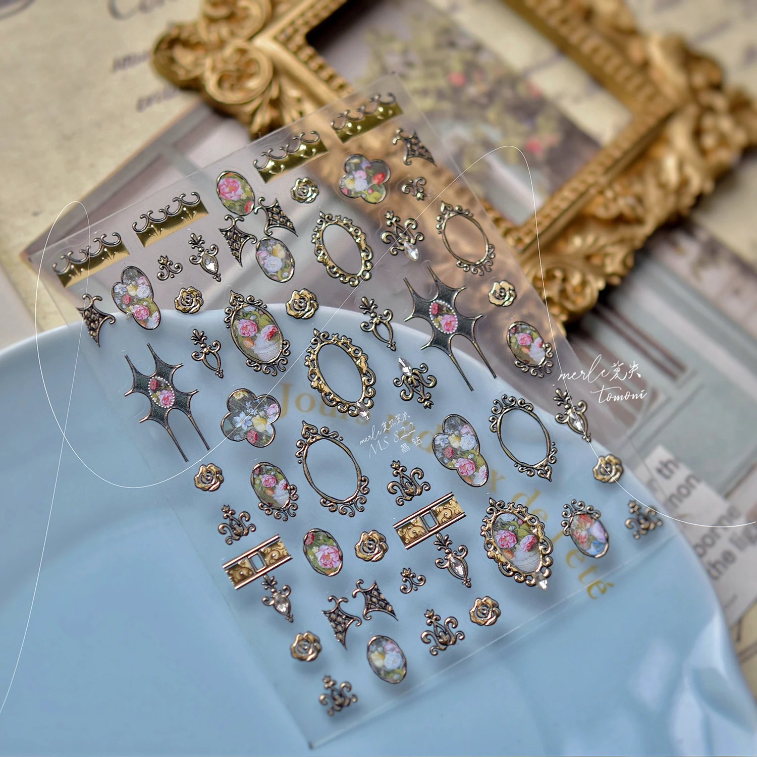 5D Bilderrahmen Blume Nagelaufkleber Nail Art Zubehör Bunte Schmetterlinge Linie Nail Art Aufkleber Nail Art Supplies