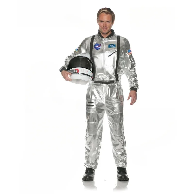 Halloween Adult Astronaut Costume Silver Astronaut Men and Women Halloween Family Party Dress Up Birthday Gifts