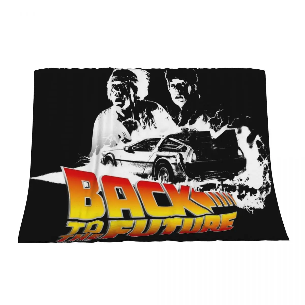 

Back to the Future - DeLorean Fire Tracks, Marty and Doc Stencil Fan Art Throw Blanket Baby Bed bed plaid Blankets