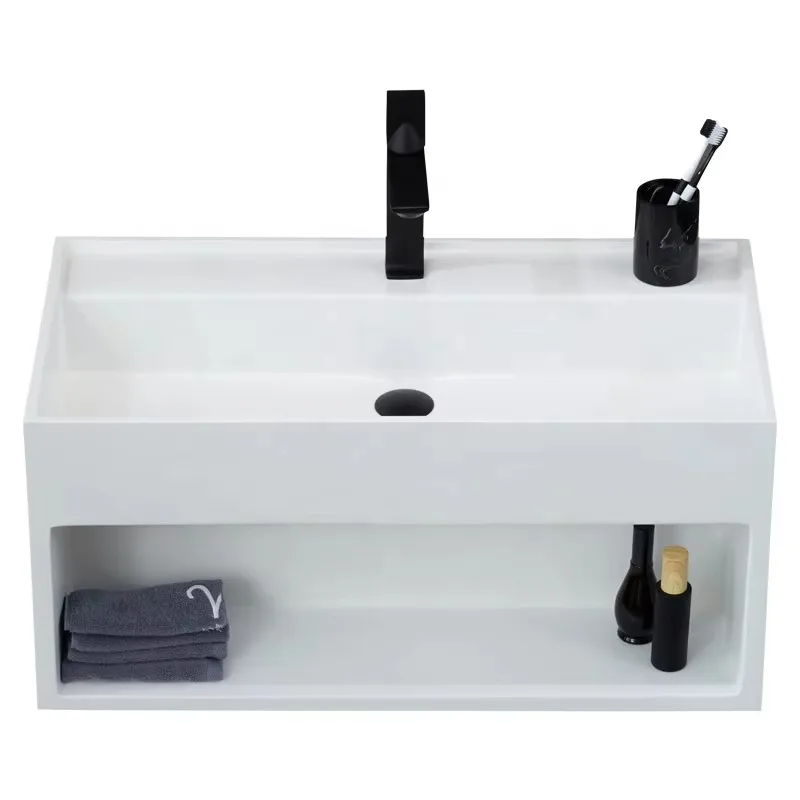 Style Artificial Stone Wall Hung Wash Solid Surface Colored Wash Basin