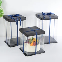 20/28cm Transparent Gift Boxes Artificial Rose Flower Bear Packaging Box DIY PVC Clear Toy Cake Box Wedding Birthday Party Decor