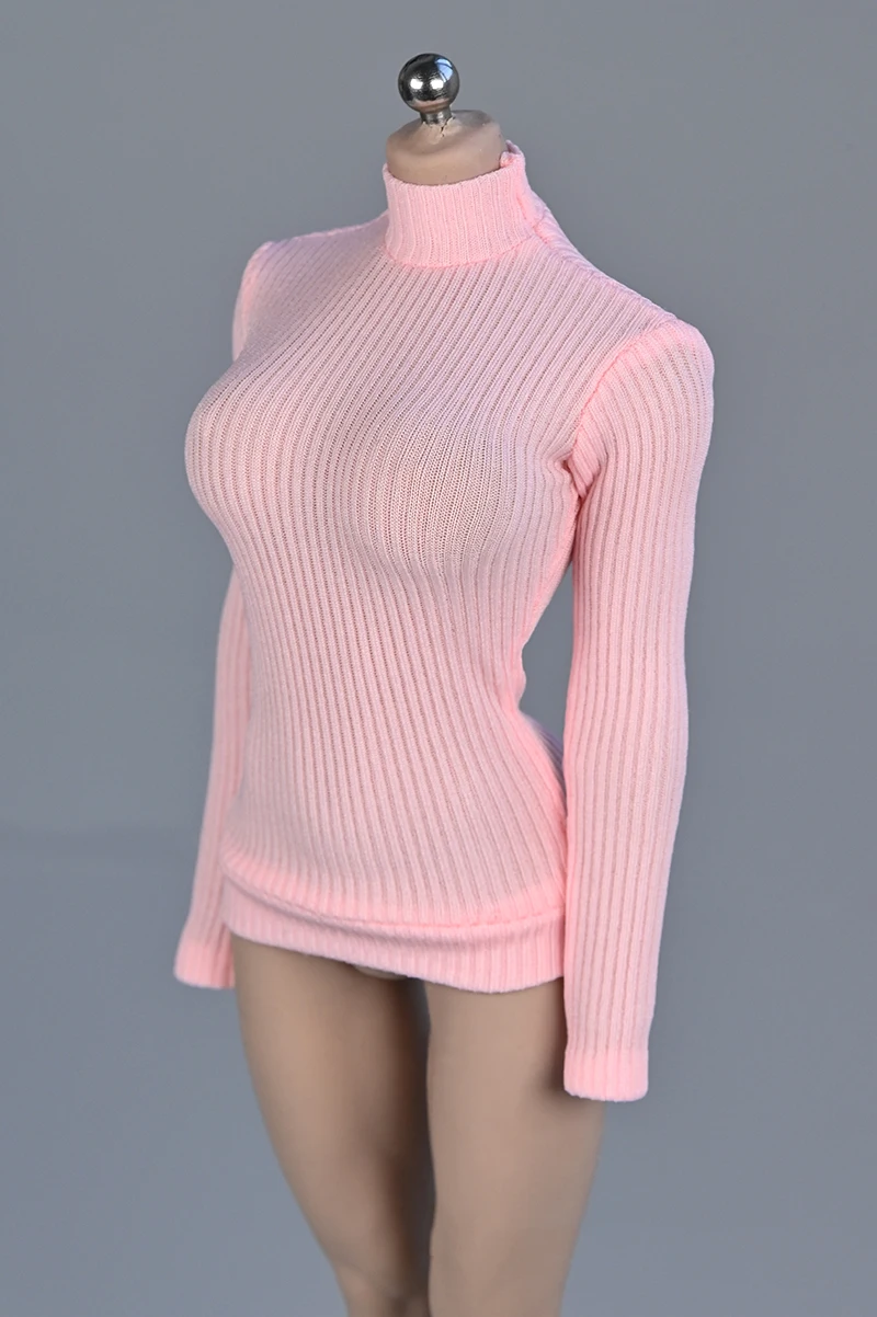 In Stock TBLeague 1/6 Female White Turtleneck Sweater Orange High Collar Sweater Dress Clothes Fit 12'' Action Figure Dolls